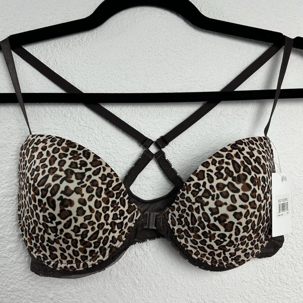 Hers by Herman Leopard MobWife Front Clasp Racerback Bra B2102BRL Brown 32B